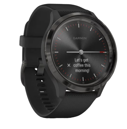 Garmin Vívomove 3, bisel de pizarra con correa de silicona negra, reloj inteligente con GPS (reacondicionado certificado por Garmin)