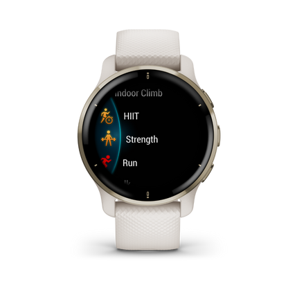 Garmin Venu 2 Plus - Cream Gold Stainless Steel Bezel with Ivory Case and Silicone Band (010-02496-02)