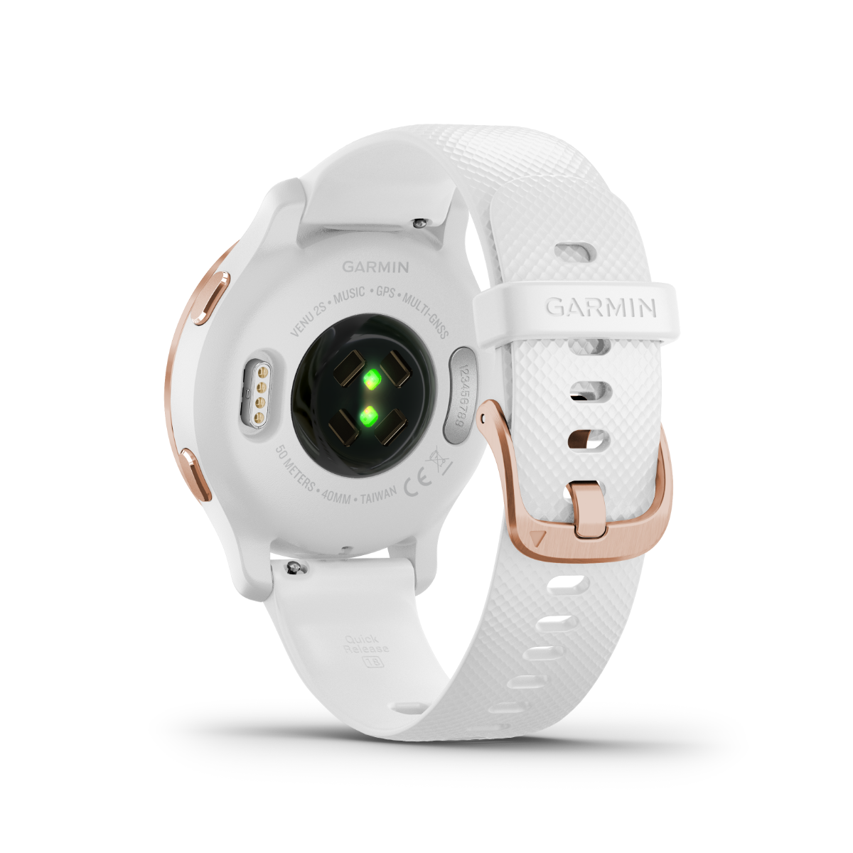 Reloj inteligente Garmin Venu 2s con bisel en oro rosa y correa blanca y GPS (reacondicionado certificado por Garmin)