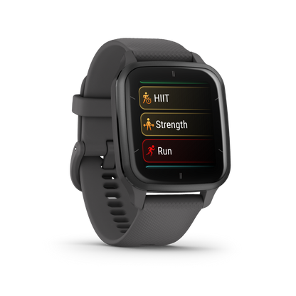 Garmin Venu Sq 2: bisel de aluminio color pizarra con caja gris oscuro y correa de silicona (010-02701-00)