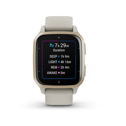 Garmin Venu Sq 2 – Music Edition Cream Gold Aluminum Bezel with French Gray Case and Silicone Band (010-02700-02)