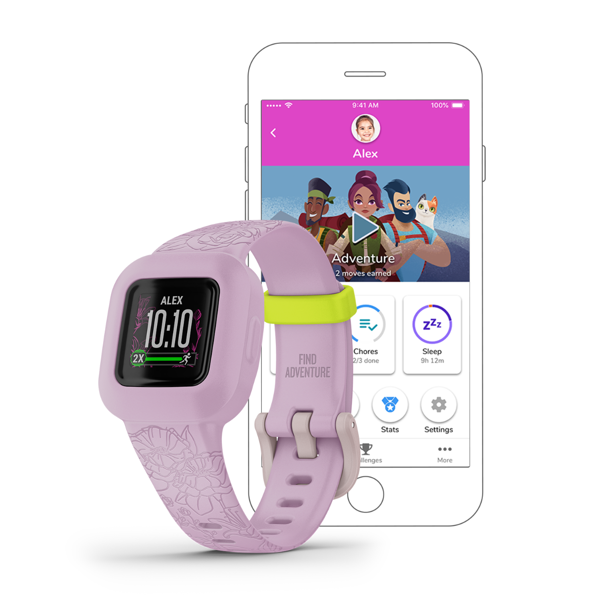 Garmin vivofit jr. 3 - Floral Lila 