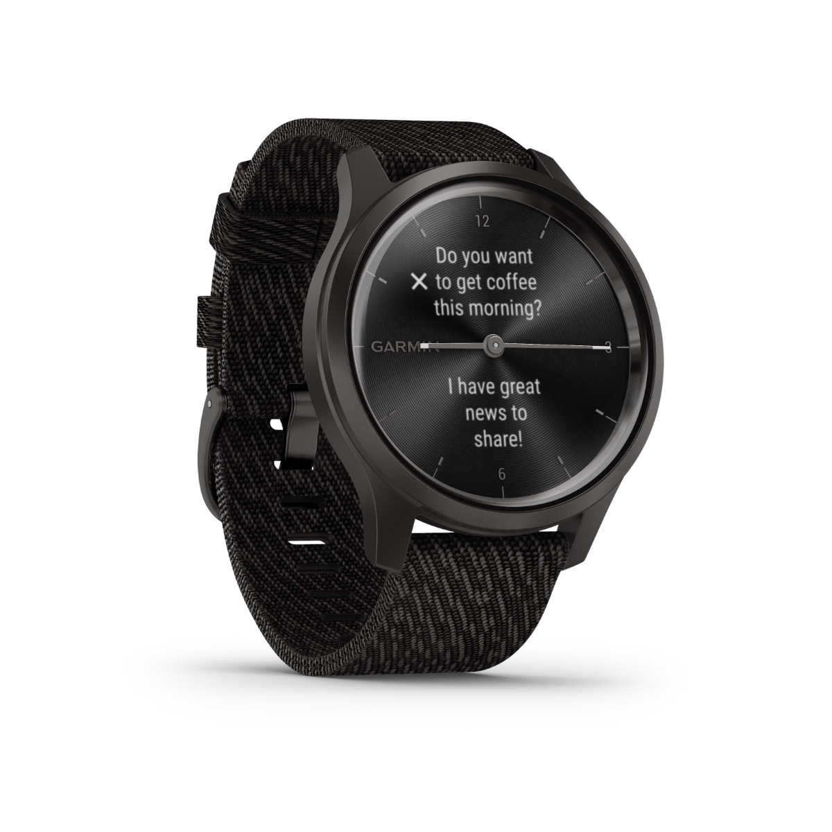 Reloj inteligente Garmin Vívomove Style, Graphite con correa de nailon tejida en tono negro, con GPS (reacondicionado certificado por Garmin)