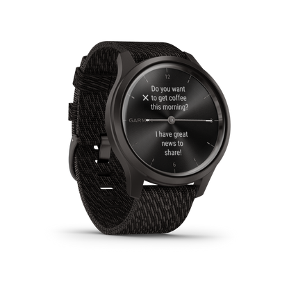 Reloj inteligente Garmin Vívomove Style, Graphite con correa de nailon tejida en tono negro, con GPS (reacondicionado certificado por Garmin)