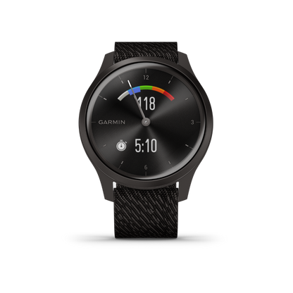 Reloj inteligente Garmin Vívomove Style, Graphite con correa de nailon tejida en tono negro, con GPS (reacondicionado certificado por Garmin)